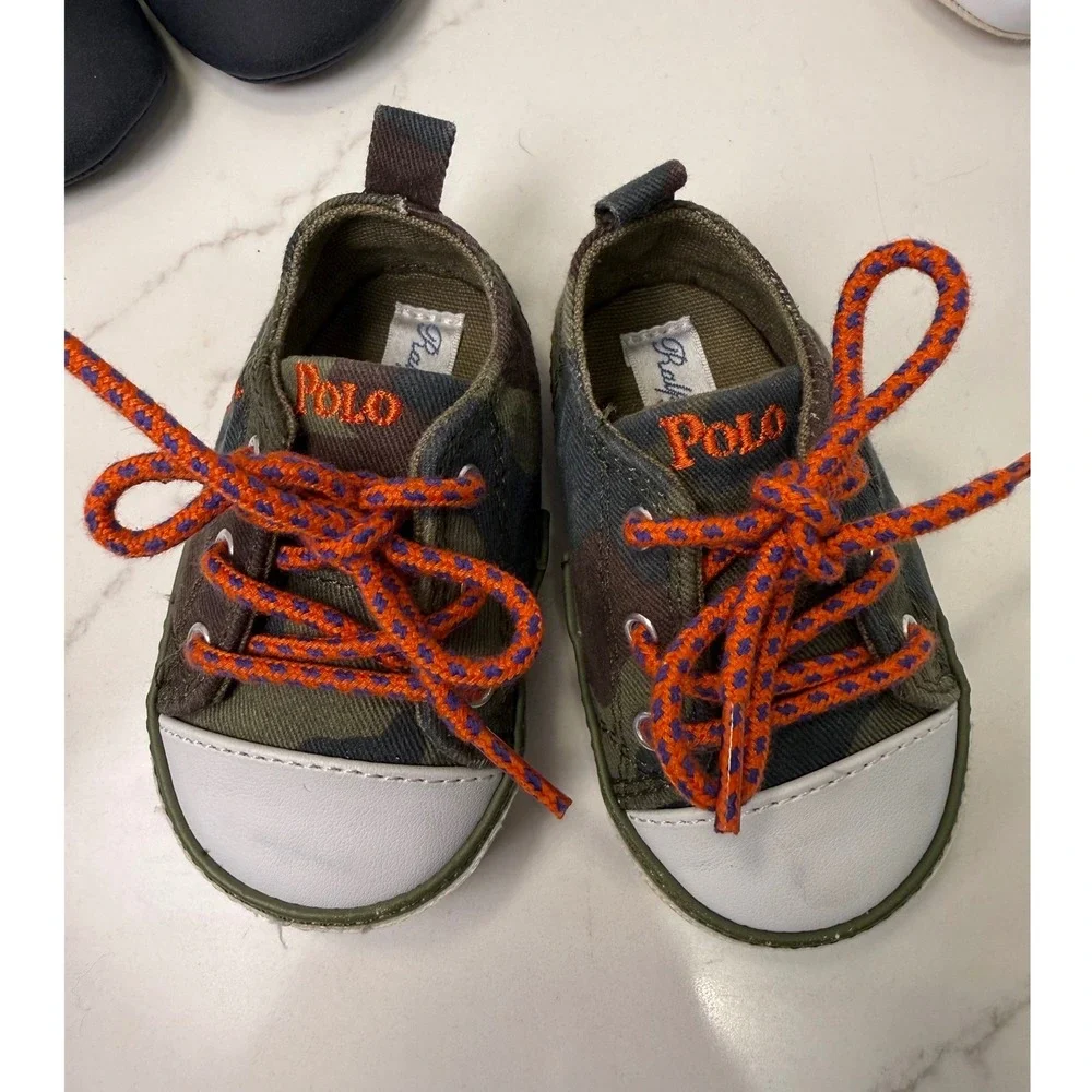 Baby Boy Shoe Bundle Ralph Lauren Camo Carters Bear Old Navy Navy Blue 0-6M 3 Pr